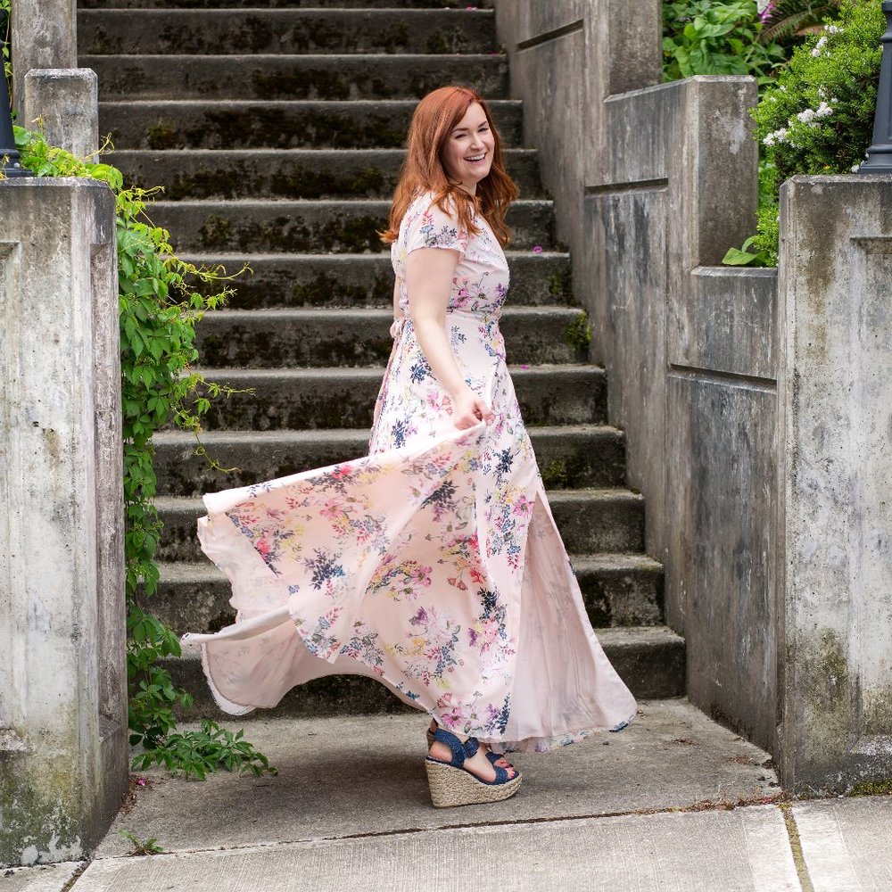 Yumi Kim Calypso Pink Floral Maxi Dress Size Medium